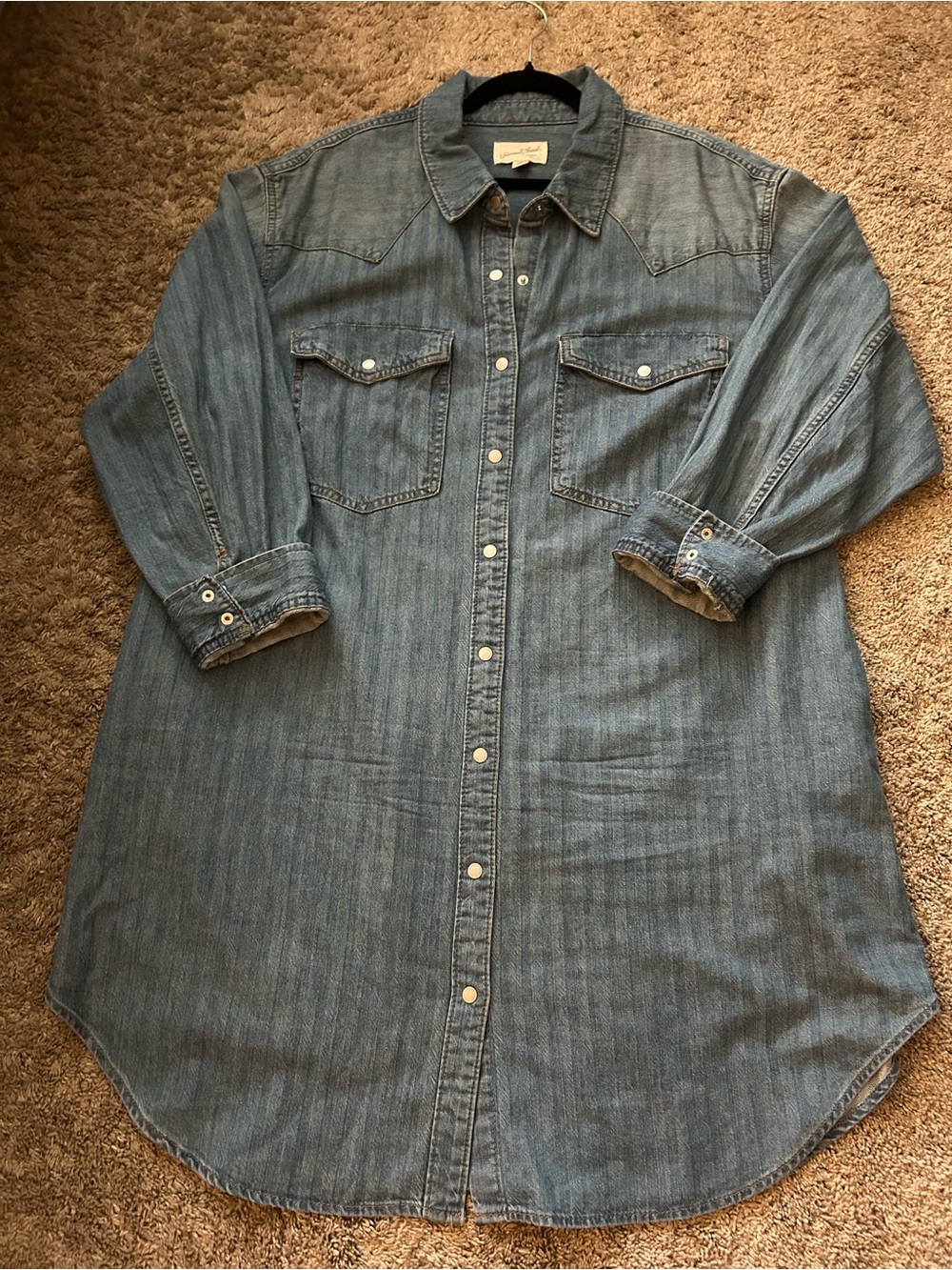 Universal Thread Light Blue Denim Button-Front Long Sleeve Dress